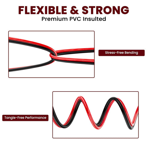 Mygatti 14/2 35FT, 14 2 Gauge Speaker Wire AWG Conductors OFC Pure Copper Electrical Red Black Cable for Car Speakers
