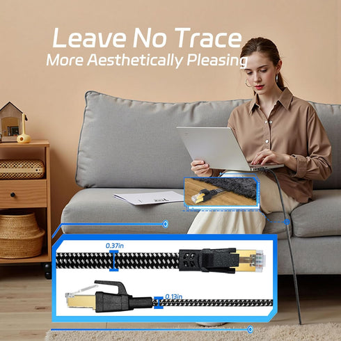 8 50 RJ45 40Gbps 2000Mhz Cat Ethernet Cable FT, High-Speed Braided Internet Cable Network Cord with Connector Heavy