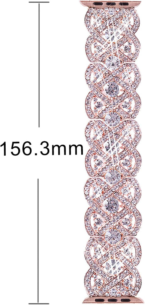 VIQIV Bling Bands for Apple Watch 40mm 44mm - Diamond Rhinestone Stainless Steel Metal Bracelet Strap for Women