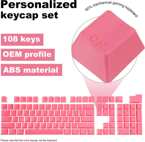 MECCANIXITY 108 Keys Pudding Keycaps Set OEM Profile 60 Percent ABS for Mechanical Keyboard Layout, Peach Pink Double Shot by MECCANIXITY