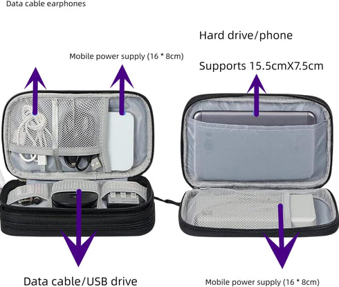 Electronic Organizer Travel Cable Accessories Bag, Portable Waterproof Storage Bag for Cable, Mouse, USB Cable, Power