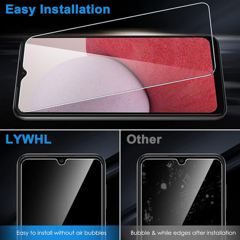LYWHL Tempered Glass Screen Protector for Samsung Galaxy A14 5G - 3 Pack, HD Clear, 9H Hardness, Anti-Scratch, Easy