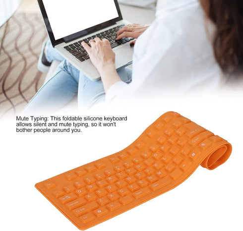 Foldable Silicone Keyboard - 108 Keys Waterproof Rollup USB Wired Keyboard, Soft Touch for PC, Laptop, Notebook