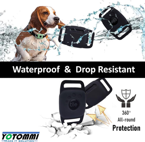 Silicone Case for Tile Mate 2022 for Dog, Anti-Scratch Lightweight Holder for Tracker, 2 Packs (Black)