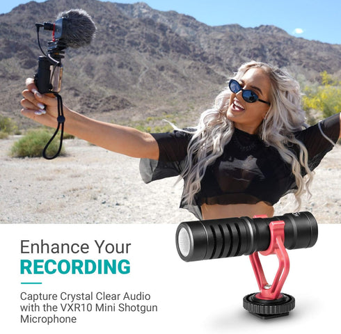 Movo Smartphone Vlogging Kit - Shotgun Microphone, Grip Handle, Wrist Strap for iPhone and Android for TIK Tok