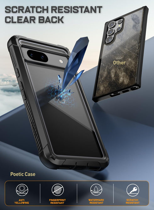 Poetic Guardian Case for Google Pixel 8A 5G (2024) - Rugged, Shockproof, Clear, with Built-in Screen Protector &