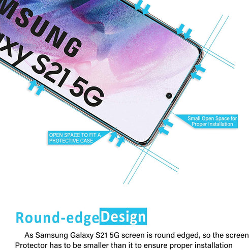 NEW'C Pack of 3 Tempered Glass Screen Protector Films for Samsung Galaxy S21 5G (6.2), Anti-Scratch Bubble-Free, Ultra-Resistant (0.26 mm HD Ultra Clear) 9H Hardness Glass