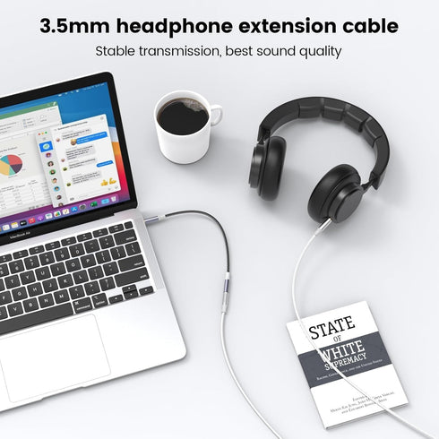 MOSWAG 3.5mm Male to Female Extension Cable, Microphone Stereo Audio Adapter, Nylon Braided Compatible with Home/Car