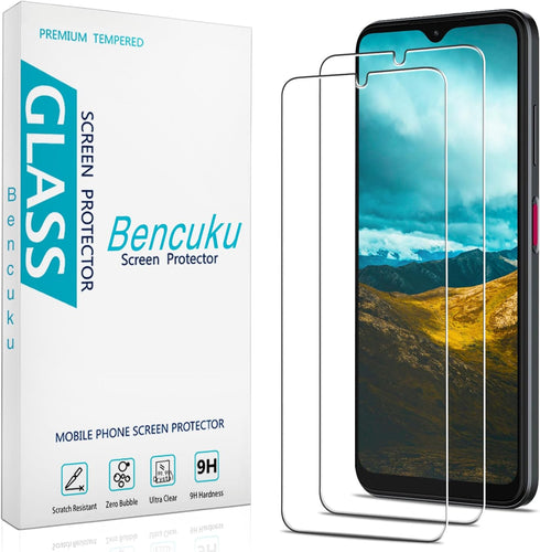 HPTech Tempered Glass Screen Protector (2 Pack) for T-MOBILE REVVL 6 5G / REVVL 6x 5G, Anti-Scratch, Bubble-Free.