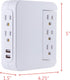 GE Pro Side-Access Swivel Surge Protector, 2 Pack, 5-Outlet Extender with 2 USB Ports, Wall Tap Adapter, White