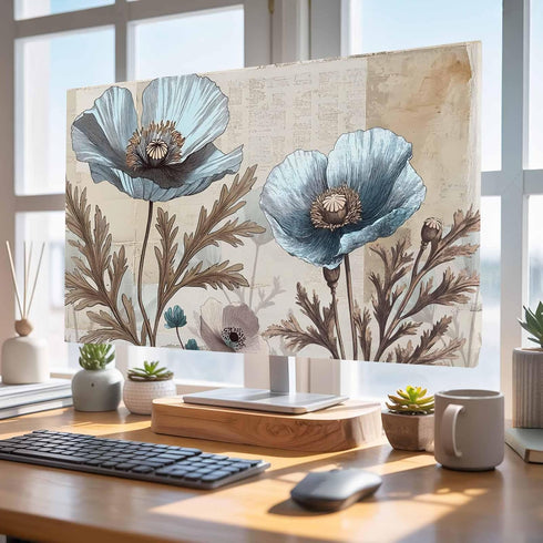Yukro 75 Inch, 65"x37" Blue Broccoli Indoor TV Dust Cover, Rustic Farmhouse Floral Retro Brown Plant Elastic TV