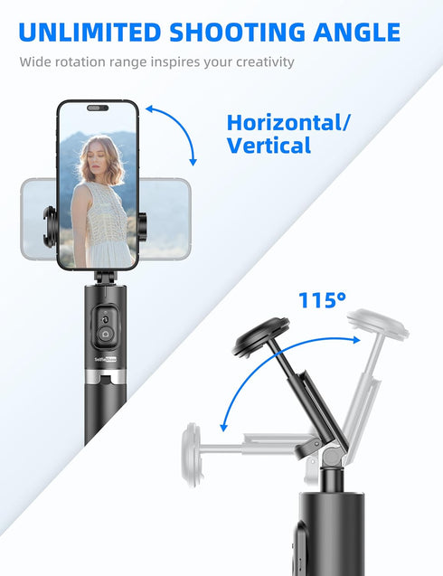 SelfieShow 72" All-in-1 17/16/15/14/13/Android Cell Phone Selfie Stick Tripod, Aluminum Selfie Stick with Integrated