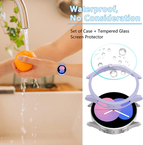 Haojavo 6+8 Pack Screen Protector Case for Samsung Galaxy Watch FE/5/4 40mm, Hard PC Bumper Shell + Anti-Fog Glass Film