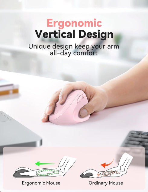 TECKNET 4800 5 6 2.4G Ergonomic Mouse, DPI Wireless Vertical Mouse, Adjustable DPI Levels, Buttons, Silent Wireless