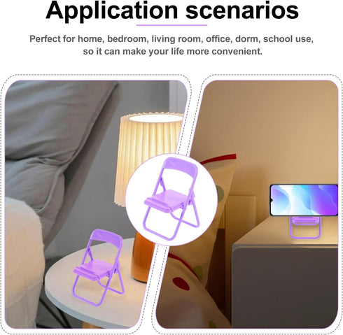 ARTIBETTER 10pcs Folding Cartoon Chair Phone Stands Desktop Cell Phone Holder Portable Creative Brackets for Home