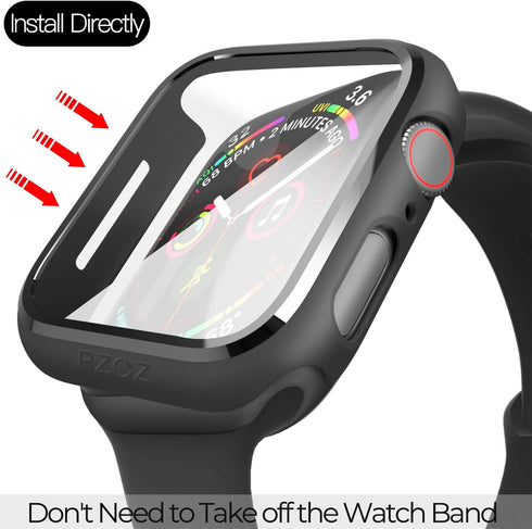 pzoz Compatible Apple Watch Series SE2/6/5/4/SE 40mm Case with Screen Protector, Slim Guard Matte Hard Cover