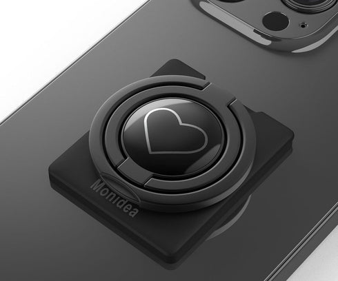 Phone Grip Ring Holder, Wireless Charging Friendly, Foldable & Adjustable Double Metal Stand for iPhone Samsung & Other