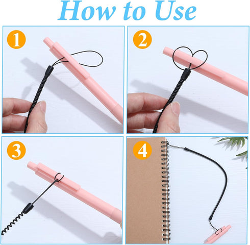 Mabor 4Pcs 11.4 Inches Pen Leash, Stylus Pen Tether, Plastic Elastic Tether Lanyard for Touch Pens Retractable