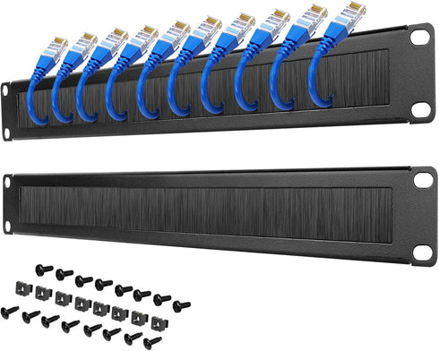 Tecmojo 1U Rack Mount Cable Management Panel with Brush,Rack Brush Panel for 19