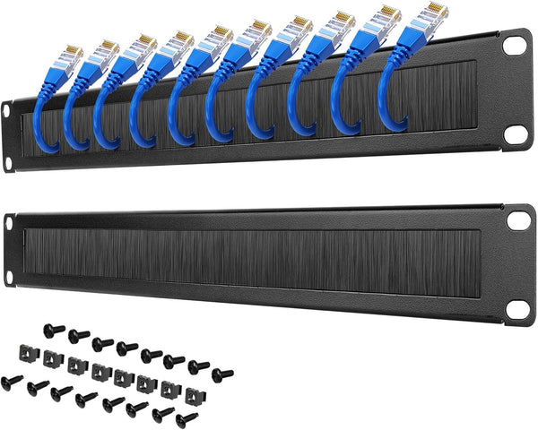 Tecmojo 1U Rack Mount Cable Management Panel with Brush,Rack Brush Panel for 19