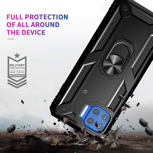 Androgate Compatible with Moto One 5G Case - Motorola One 5G UW Case with Tempered Glass Protectors, Shockproof Cover -