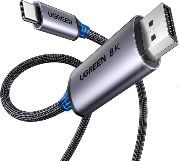 UGREEN USB C to DisplayPort 1.4 Cable, 8K@60Hz 4K@240Hz, DisplayPort to USB C Thunderbolt 4 Cord, Alu Braided,