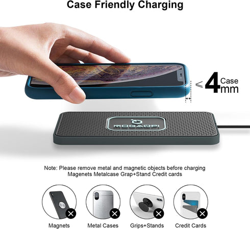 Wireless Charging Pad for Car, MOGAOPI 15W Type C Wireless Charger, PD20W Fast Charger for iPhone/Samsung (30 cm Cable)