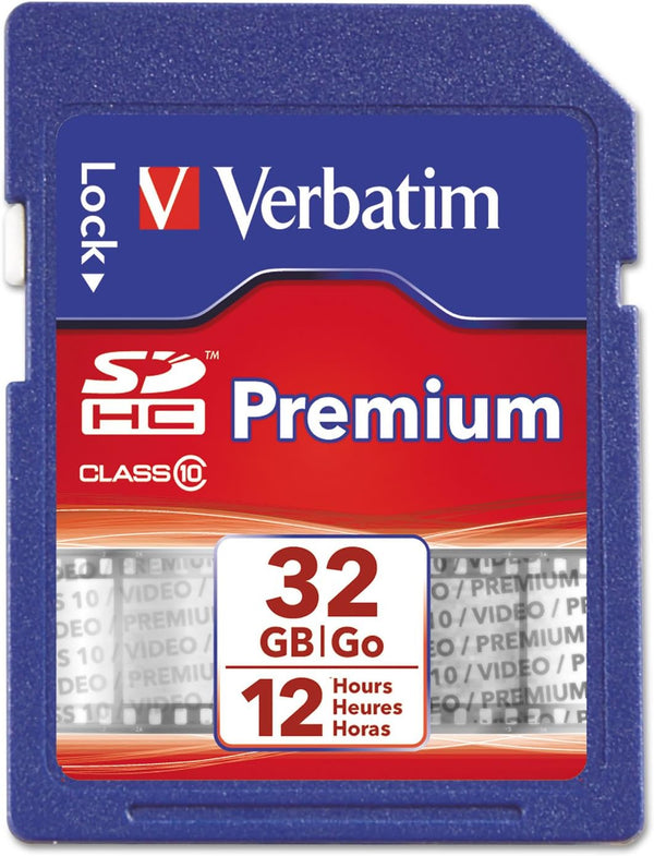 Verbatim 32GB Premium SDHC Memory Card, Blue, UHS-I Class 10