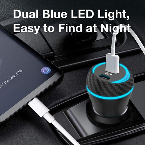 MOCA 51W Fast Charger for iPhone, USB C Dual Ports with 2pcs 3.3ft A-P/C-P Cable Car Charger Adapter for iPhone 13 12