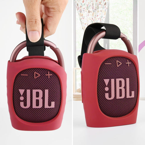TXEsign Silicone Protective Carrying Case for JBL Clip 4, Portable Mini Bluetooth Speaker Cover Pouch (Red)