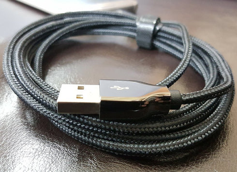 6 Foot Braided Nylon Micro Black Chrome USB Charge/Sync Cable