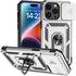 Hitaoyou Compatible with iPhone 15 Pro Max Case, Military Grade Shockproof Case with Camera Cover & Kickstand (Silver)