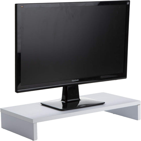 Mind Reader Woodland Collection Monitor Stand, 33 lb. Capacity, Desktop Organizer, White