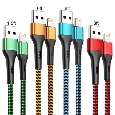 Durcord 6FT Lightning Cable: Fast Charging Nylon Braided Cord for iPhone 14/13/12/11 Pro Max/XS/XR/8/7/6S/SE/iPad.