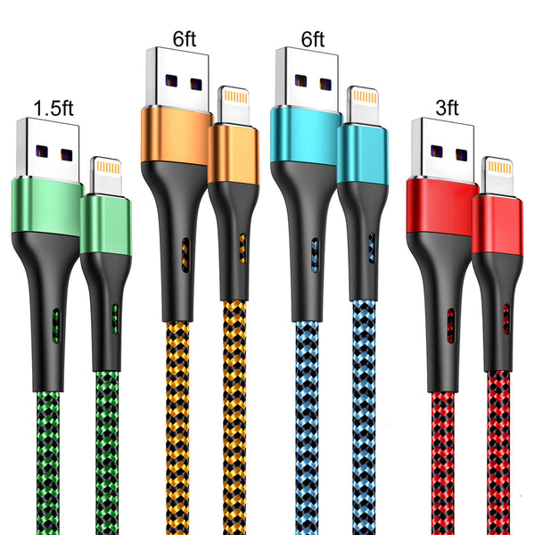 Durcord 6FT Lightning Cable: Fast Charging Nylon Braided Cord for iPhone 14/13/12/11 Pro Max/XS/XR/8/7/6S/SE/iPad.