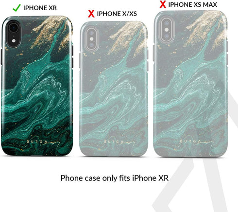 BURGA Phone Case for iPhone XR, Hybrid 2-Layer Hard Shell + Silicone Protective Case, Emerald Green Jade Stone