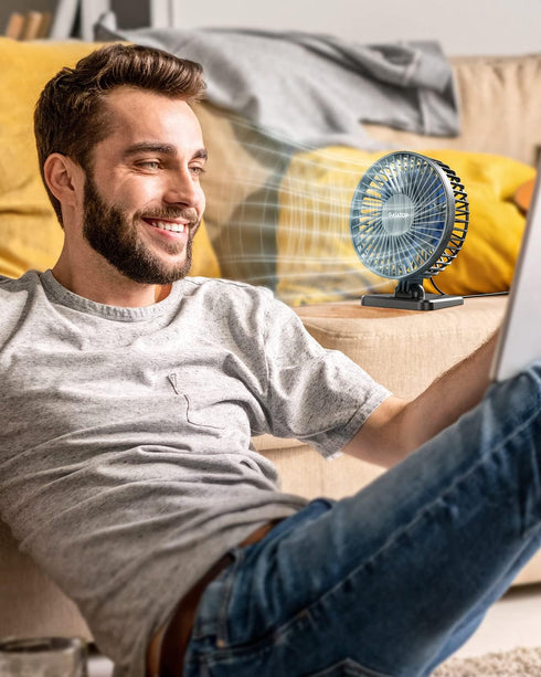 Gaiatop USB Desk Fan, Small But Powerful, Portable Quiet 3 Speeds Wind Desktop Personal Fan, Adjustment Mini Fan Table Fan for Better Cooling, Home Office Car Indoor Outdoor(Blue) by Gaiatop
