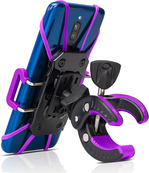 Baby Stroller Phone Holder, Universal Clamp for Shopping Cart, Golf Cart, Bike, Motorcycle, Treadmill (Purple)