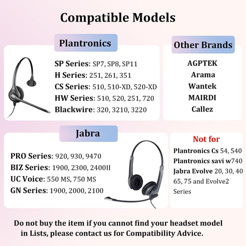 Ear Cushions for Plantronics Headset Replacement Foam Ear Pads for Plantronics HW251N HW261N HW510 HW520 Blackwire C320 3210 3220 3320 Jabra PRO 920 Biz 2300 GN2000 Headphones (10 Pack)