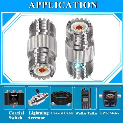 2PCS PL259 UHF Coax Adapter Cable Gender Changers, SO239 Coax Connector Female to Female for CB Radio
