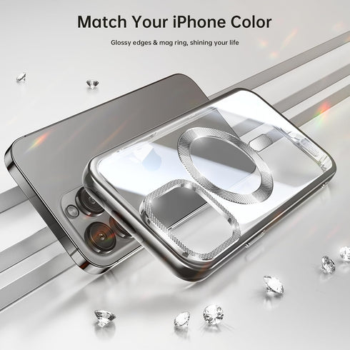 JUESHITUO iPhone 15 Pro Max Case - Black Titanium, 6.7", Military Grade Drop Protection, N56 Magnets, Screen & Camera