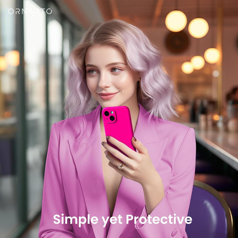 ORNARTO iPhone 15 Case - Shockproof, Waterproof Liquid Silicone, Full Cover with Screen Protectors - Hot Pink, 6.1 inch