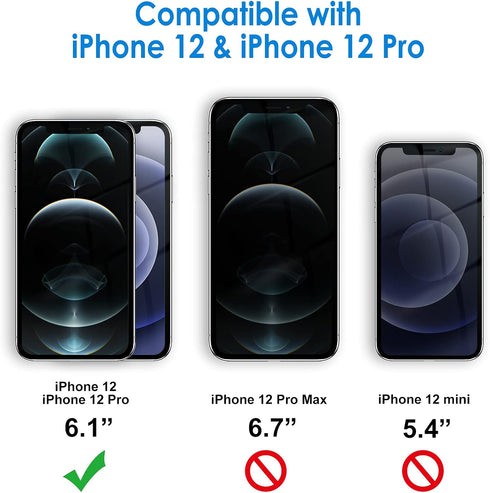 JETech Screen Protector for iPhone 12/12 Pro 6.1-Inch, Tempered Glass Film with Easy-Installation Tool, 2-Pack