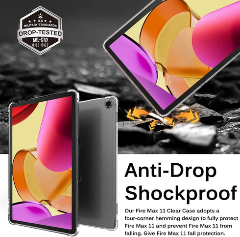 Miimall Clear Case Compatible for Fire Max 11, Scratch-Resistant Shockproof Ultra-Thin Lightweight Flexible Cover