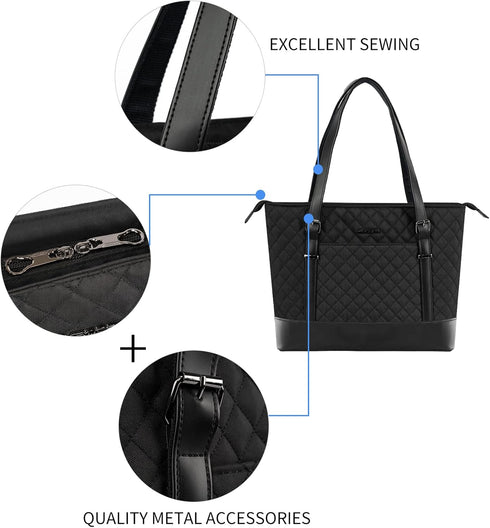 KROSER Laptop Tote Bag 15.6 Inch with USB Port, Large Computer Shoulder Bag for Women, Laptop Case for Office Business