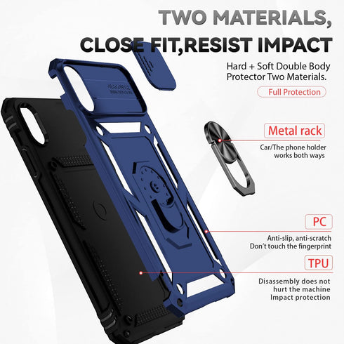 iPhone XS Max Case with Camera Lens Cover, HD Screen Protector, Military Grade Drop Protection, Magnetic Ring Holder