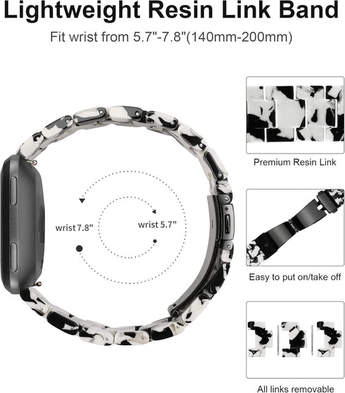 Wearlizer Resin Band Compatible with Fitbit Versa/Versa 2 - Lightweight Bracelet Replacement Wristband Strap