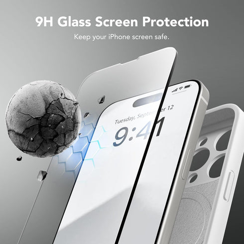iPhone 14 Pro Max Case, White Silicone Shockproof, MagSafe Compatible, Full Camera Protection + 2 Screen Protectors,