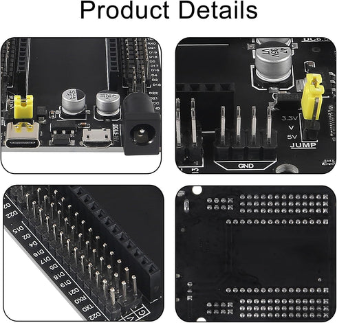 6pcs ESP32 GPIO Breakout Board, 30Pins ESP32 Development Board Type-C USB and Micro USB, WiFi+Bluetooth