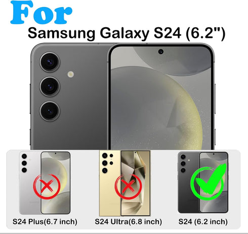 Heavy Duty Shockproof Drop Protection Case for Samsung Galaxy S24 with Belt Clip Holster & Kickstand, Built-in Screen